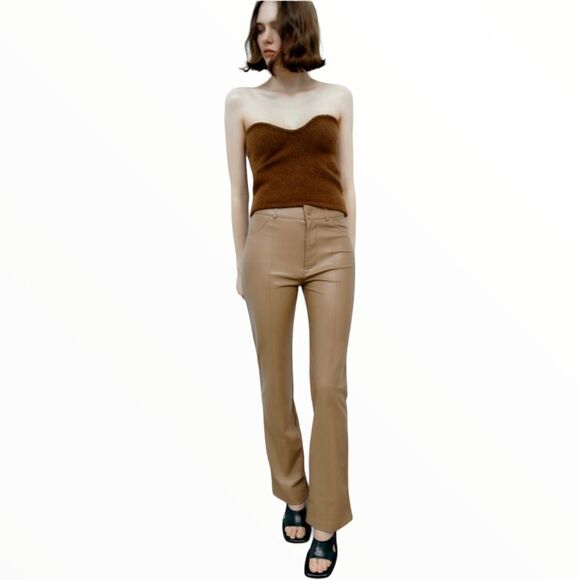 Zara Camel Straight Leg Pants - Picture 5 of 9